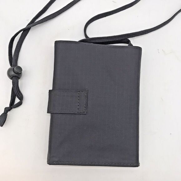 Samsonite Passport Holder Money Credit Card ID Wallet Gray Ripstop with Lanyard - Picture 5 of 9